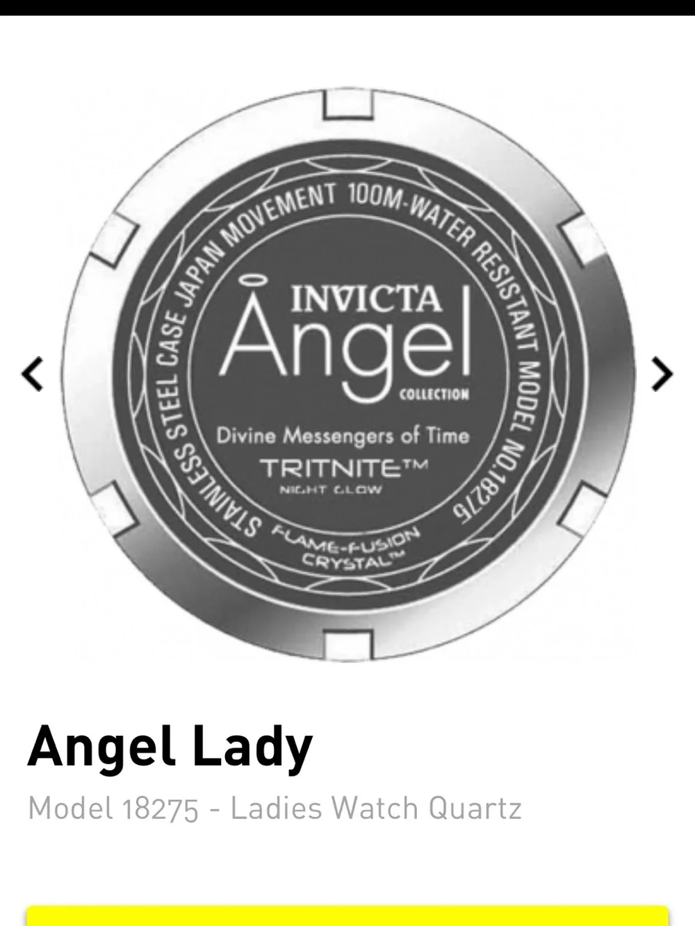 Invicta Gold-Tone Case Black Dial Ladies Watch with Black Strap